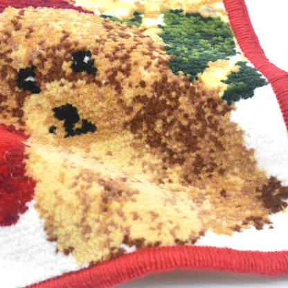 クリスマスブーツ プードル 日本製 シェニール織 ミニハンカチ タオルハンカチ 17cm 犬猫柄 EjPetit