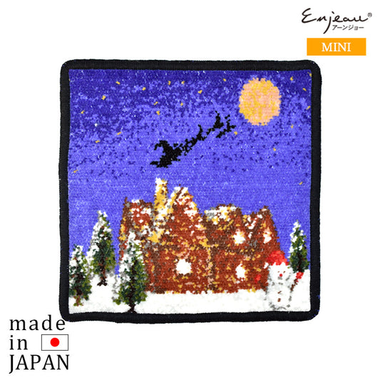 日本製 スノーマン シェニール織 ミニハンカチ タオルハンカチ 17cm クリスマス柄