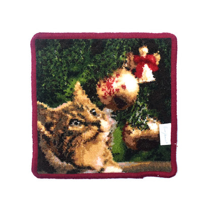 クリスマスキャット 日本製 シェニール織 ミニハンカチ タオルハンカチ 17cm 犬猫柄 EjPetit
