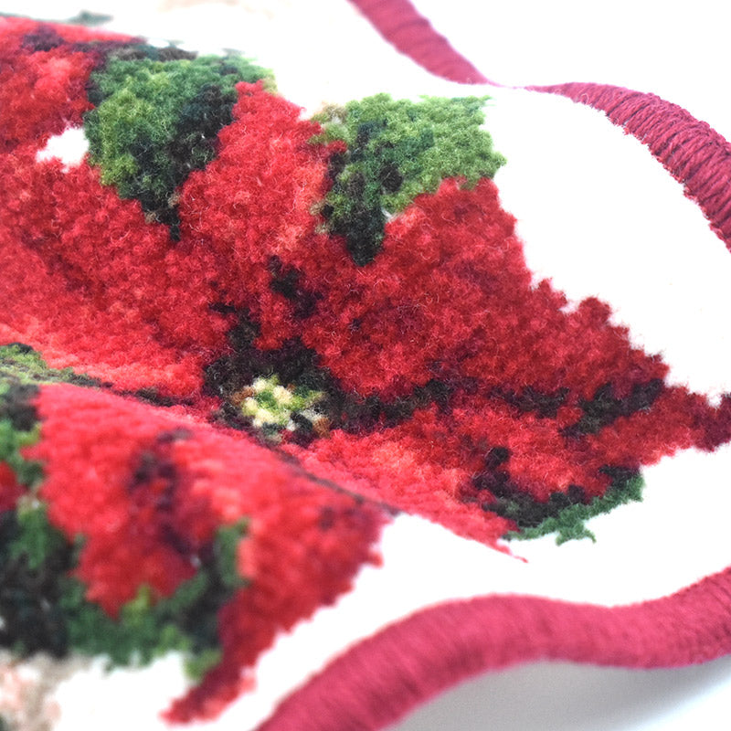 日本製 ポインセチア シェニール織 ミニハンカチ タオルハンカチ 17cm クリスマス柄