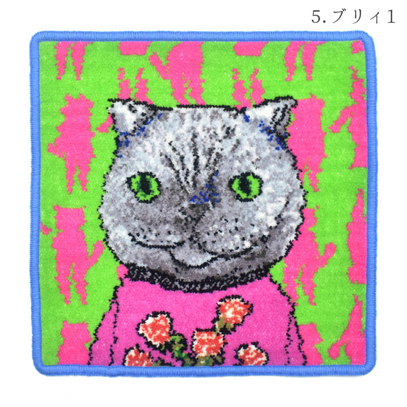 日本製 マンナイン mannine man9 猫キャラ シェニール織 タオル