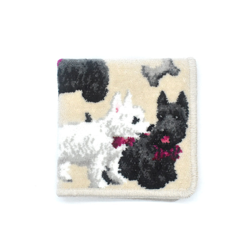 日本製 ホワイトテリア スコティッシュテリア EjPetit シェニール織 タオルハンカチ レディース Enjeau アーンジョー