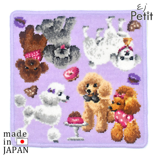 日本製 プードル サロン EjPetit シェニール織 タオルハンカチ レディース Enjeau アーンジョー