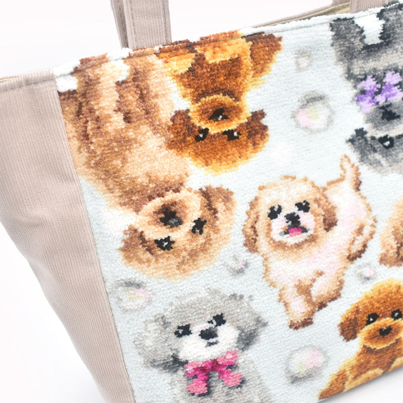 日本製 マルプー プードル トイプードル 総柄 トートバッグ 軽量 お散歩バッグ EjPetit シェニール織 Enjeau アーンジョー