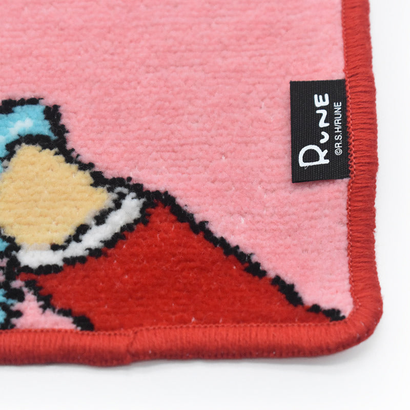 RUNE【内藤ルネ × アーンジョー】 いちごスカーフの少女 日本製  シェニール織 ハンカチ 2155