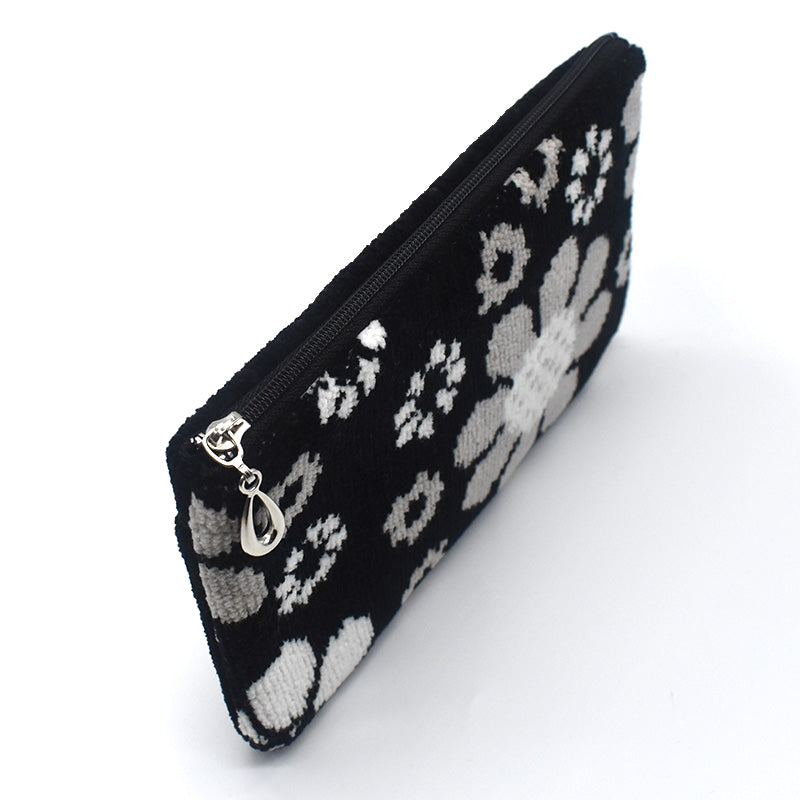 日本製 内藤ルネ コラボ モノトーンフラワー シェニール織 レトロ柄 花