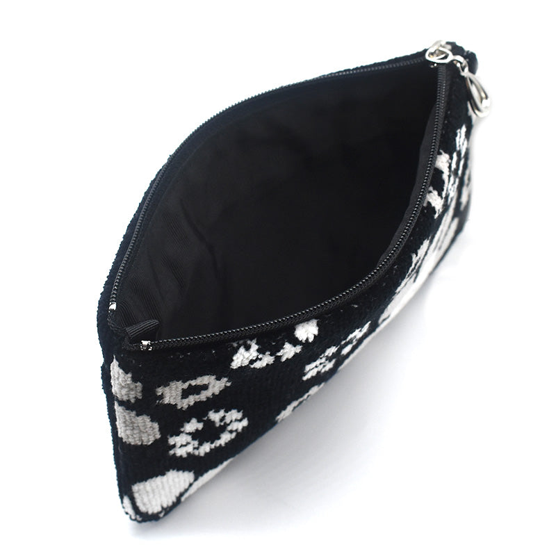 日本製 内藤ルネ コラボ モノトーンフラワー シェニール織 レトロ柄 花