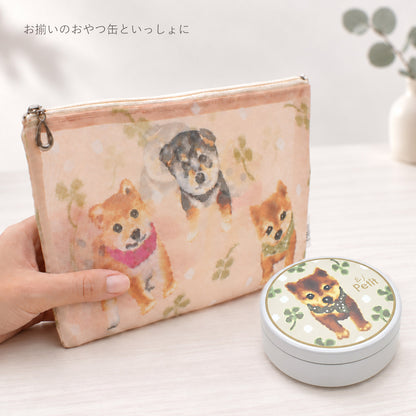 日本製 犬柄プリント メッシュフラットポーチ 全9柄 Enjeau アンジョー