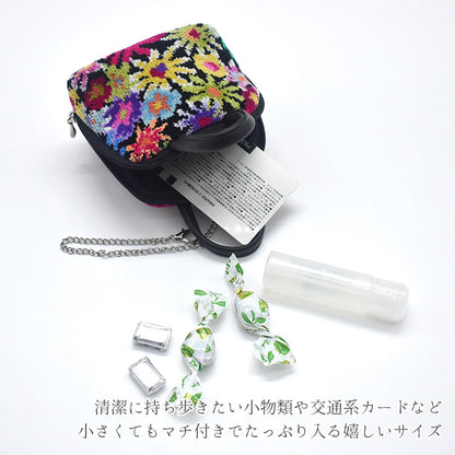 日本製 バッグチャームポーチ シェニール織 バッグ型 ミニポーチ