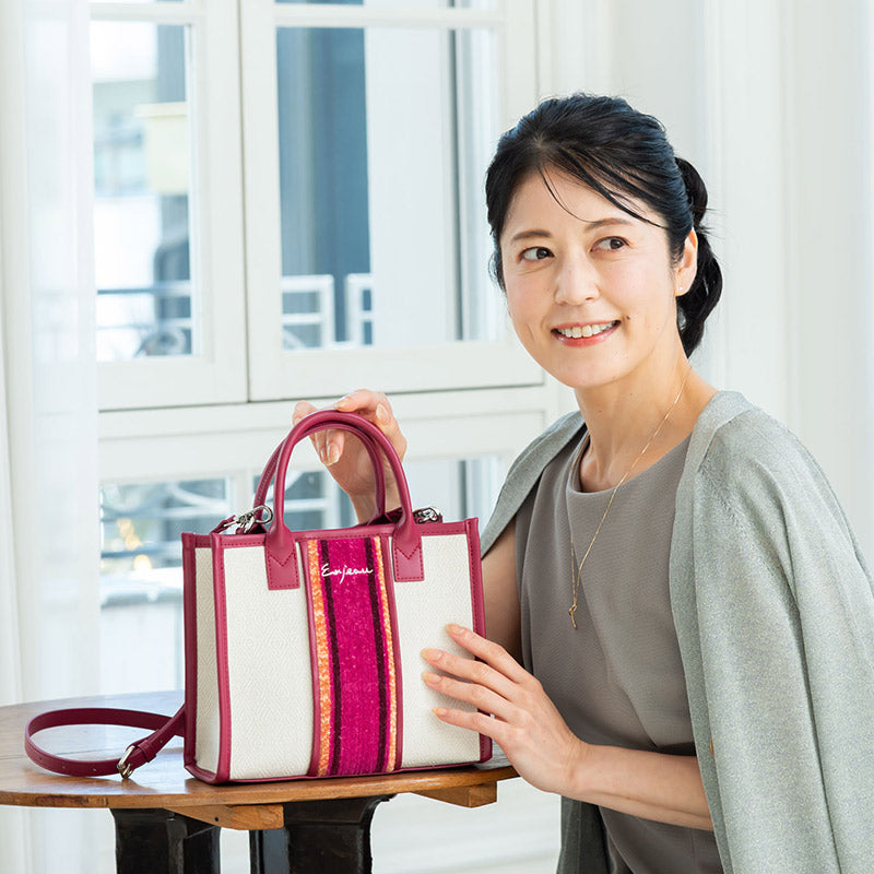 軽量 Mサイズ 2way トートバッグ ショルダーバッグ メランジボーダー  Enjeau アーンジョー