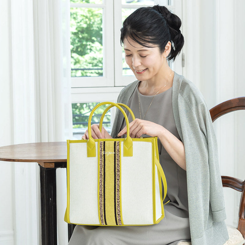 軽量 Lサイズ 2way トートバッグ ショルダーバッグ メランジボーダー  Enjeau アーンジョー