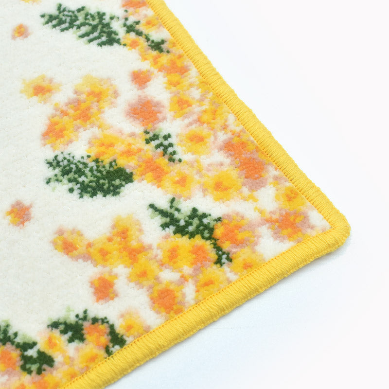 日本製 ミモザ柄 シェニール織 タオルハンカチ Enjeau アーンジョー 花柄