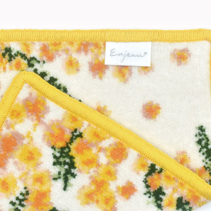 日本製 ミモザ柄 シェニール織 タオルハンカチ Enjeau アーンジョー 花柄
