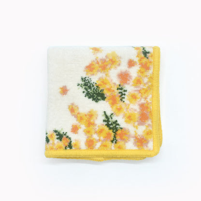 日本製 ミモザ柄 シェニール織 タオルハンカチ Enjeau アーンジョー 花柄