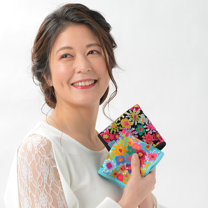 日本製 シェニール織 ハンカチ アンナ柄 タオルハンカチ ハンドタオル Enjeau アーンジョー