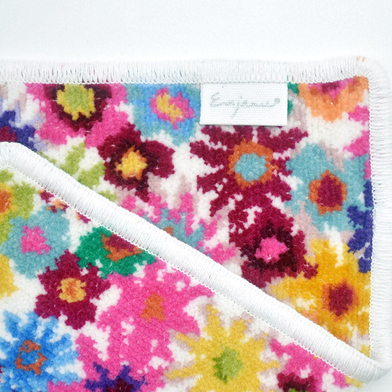 日本製 シェニール織 ハンカチ アンナ柄 タオルハンカチ ハンドタオル Enjeau アーンジョー