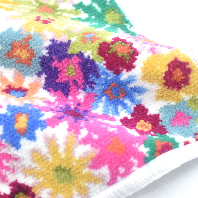 日本製 シェニール織 ハンカチ アンナ柄 タオルハンカチ ハンドタオル Enjeau アーンジョー