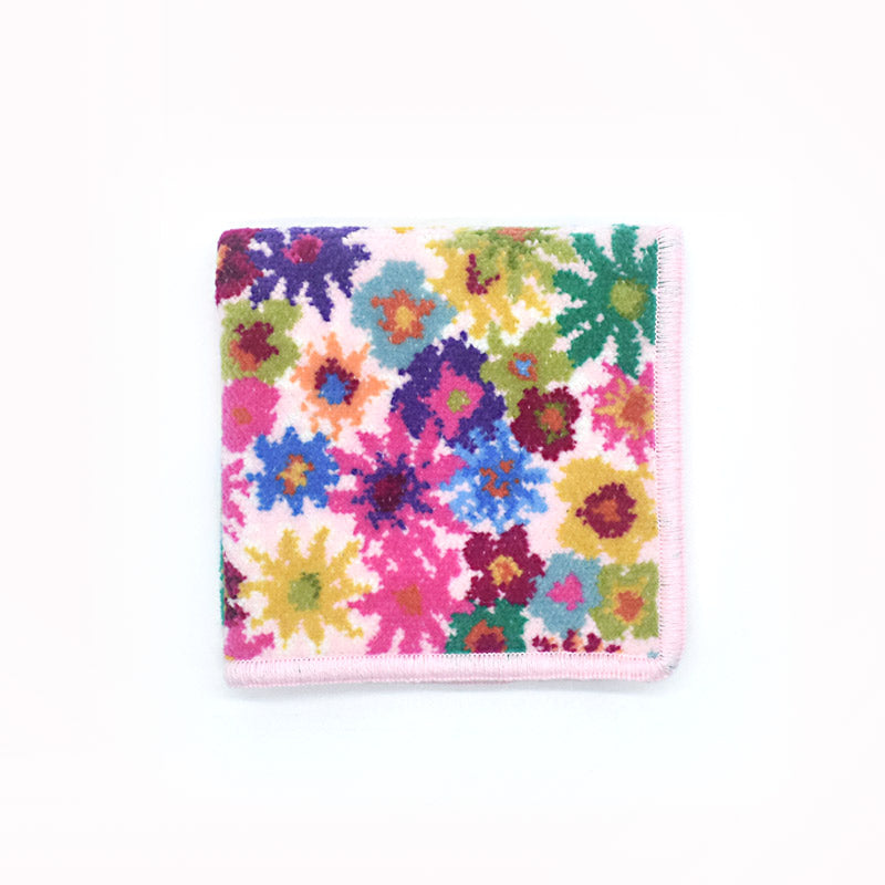 日本製 シェニール織 ハンカチ アンナ柄 タオルハンカチ ハンドタオル Enjeau アーンジョー