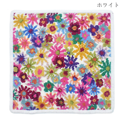 日本製 シェニール織 ハンカチ アンナ柄 タオルハンカチ ハンドタオル Enjeau アーンジョー