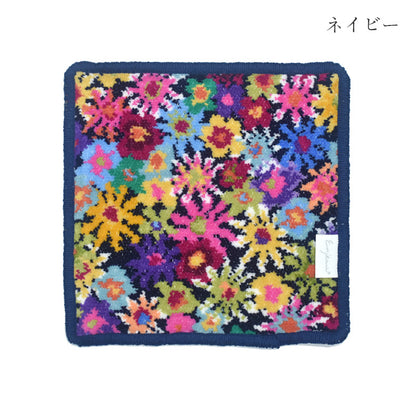日本製 シェニール織 ミニハンカチ アンナ柄 小さめ 17cm タオルハンカチ ハンドタオル Enjeau アーンジョー
