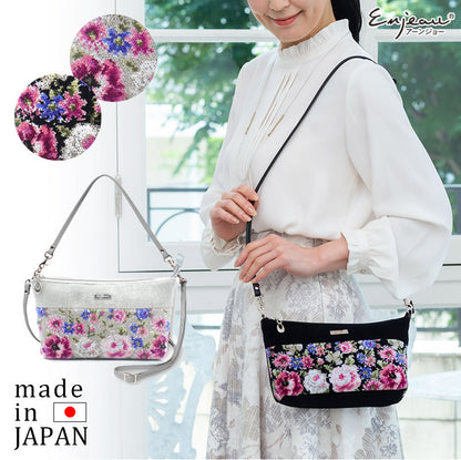 日本製 クララ柄 2wayバッグ ショルダーバッグ ポシェット シェニール織 Enjeau アーンジョー