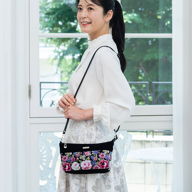 日本製 クララ柄 2wayバッグ ショルダーバッグ ポシェット シェニール織 Enjeau アーンジョー