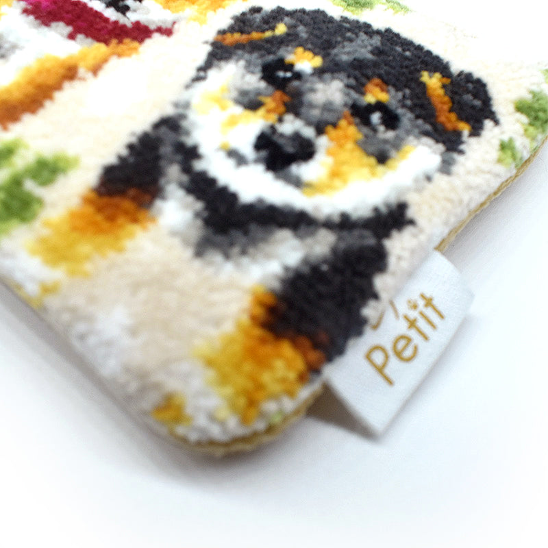 犬猫柄 ミニストラップポーチ 小物入れ シェニール織