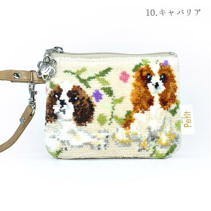 犬猫柄 ミニストラップポーチ 小物入れ シェニール織