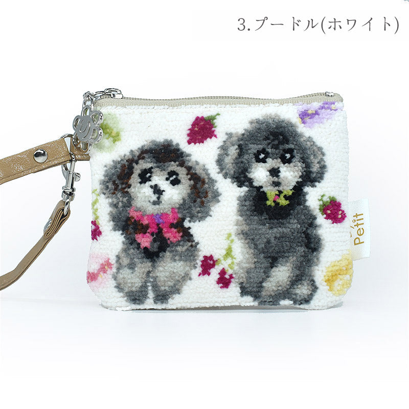 犬猫柄 ミニストラップポーチ 小物入れ シェニール織