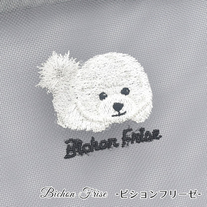 日本製 犬柄刺繍 メッシュ フラットポーチ プードル シュナウザー 柴犬 ビションフリーゼ Enjeau アンジョー