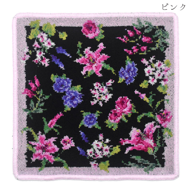 日本製 エリカ ピンク パープル ハンカチ シェニール織 23cm 綿