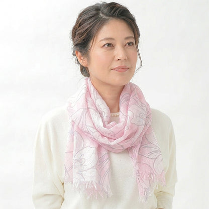 日本製 選べる 5パターン リネンコットンショール ストール ショール 綿麻 UV加工 花柄 Linen la vie
