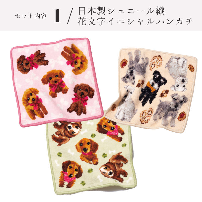 選べる 犬柄 ハンカチ＆水筒 ギフトセット 真空二重構造 ステンレス