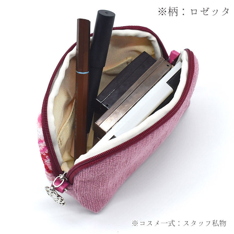 日本製 ミニポーチ ローズソフィア シェニール織 チャーム付 メイクポーチ 化粧ポーチ ギフトラッピング対応可 Enjeau アーンジョー
