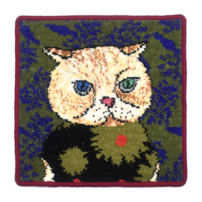 日本製 マンナイン mannine man9 猫キャラ シェニール織 タオルハンカチ Enjeau アーンジョー