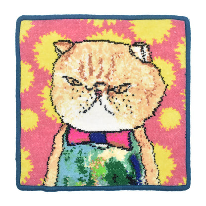 日本製 マンナイン mannine man9 猫キャラ シェニール織 タオルハンカチ Enjeau アーンジョー