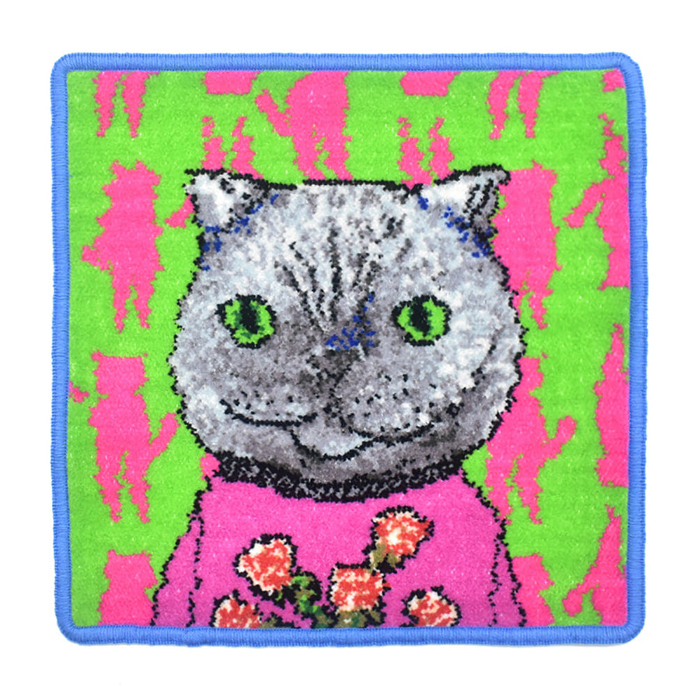 日本製 マンナイン mannine man9 猫キャラ シェニール織 タオルハンカチ Enjeau アーンジョー