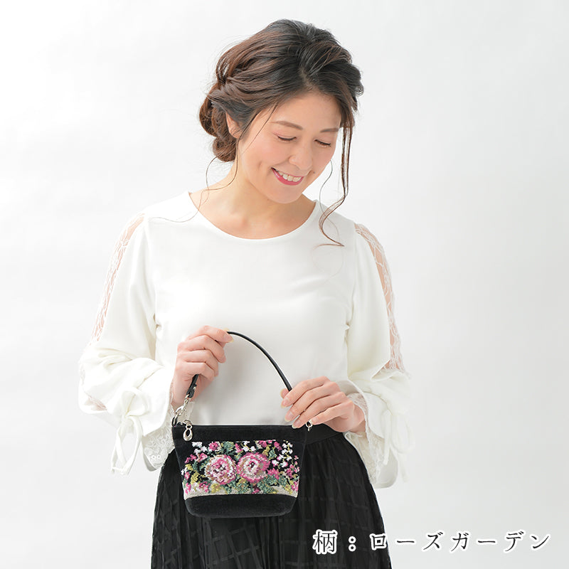 日本製 ブリス柄 総シェニール織 コスメポーチ フォーマルバッグ