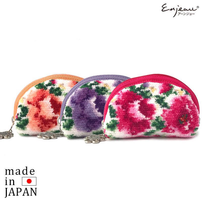 日本製 シェニール織 小銭入れ コインケース ロマンティックローズ 小さめ ギフトラッピング対応可 Enjeau アーンジョー