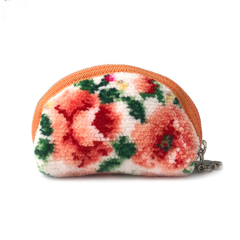 日本製 シェニール織 小銭入れ コインケース ロマンティックローズ 小さめ ギフトラッピング対応可 Enjeau アーンジョー