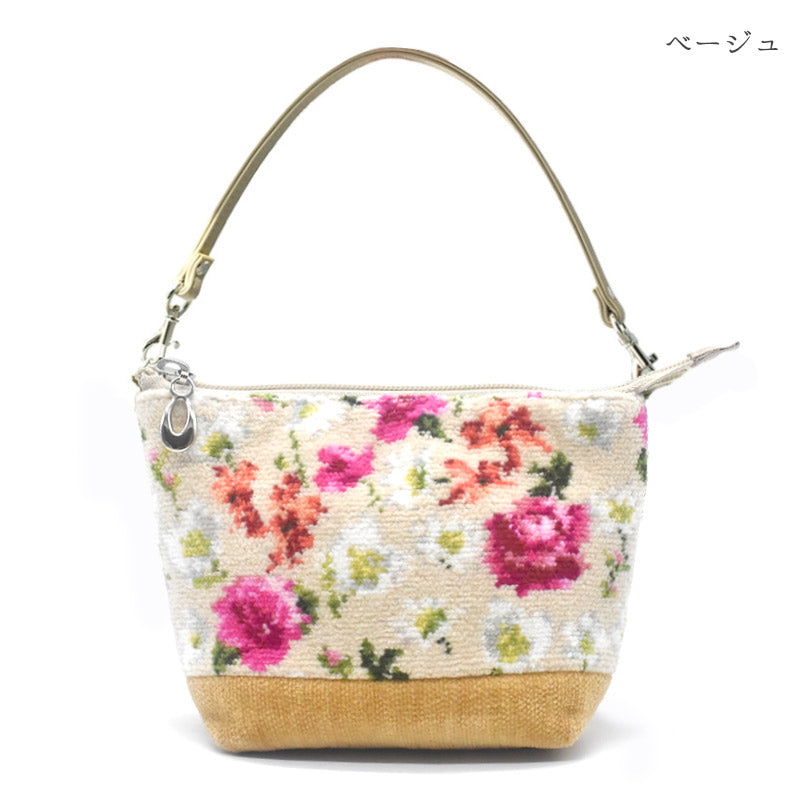 日本製 ステラ柄 総シェニール織 コスメポーチ Enjeau アーンジョー 2065