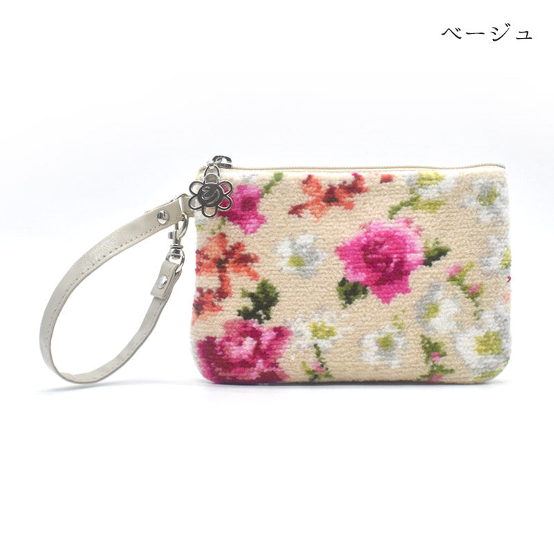日本製 ステラ ミニストラップポーチ 小物入れ パスケース シェニール
