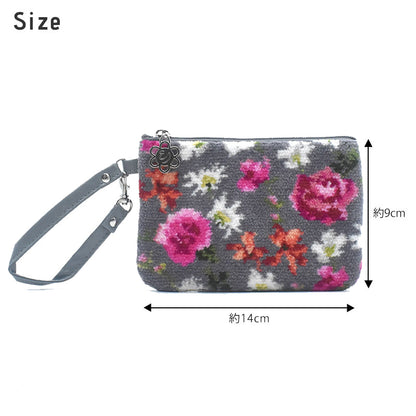 日本製 ステラ柄 シェニール織 ハンカチ ストラップミニポーチ ギフトセット ラッピング済み Enjeau 母の日