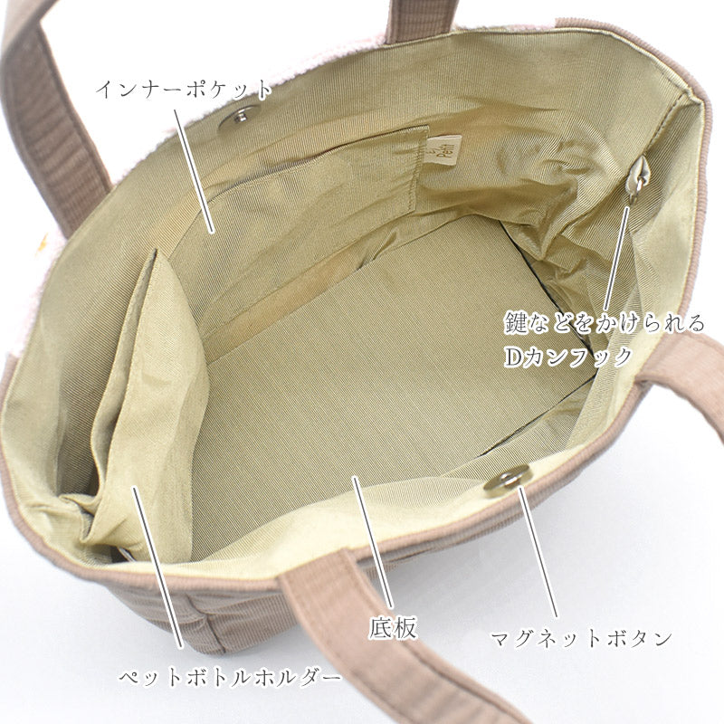 日本製 トイプードル 軽量 お散歩トートバッグ 総柄 シェニール織
