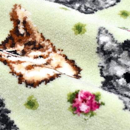 花ネコ柄 日本製 シェニール織 ハンカチ23cm