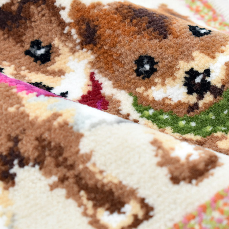 柴犬(シバ犬)柄 日本製 シェニール織 ミニハンカチ 17cm