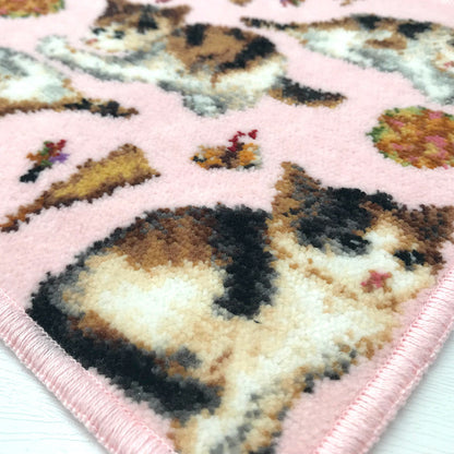 三毛猫柄 日本製 シェニール織 ハンカチ23cm