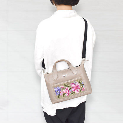 本革×シェニール織 マリー柄 ショルダーバッグ