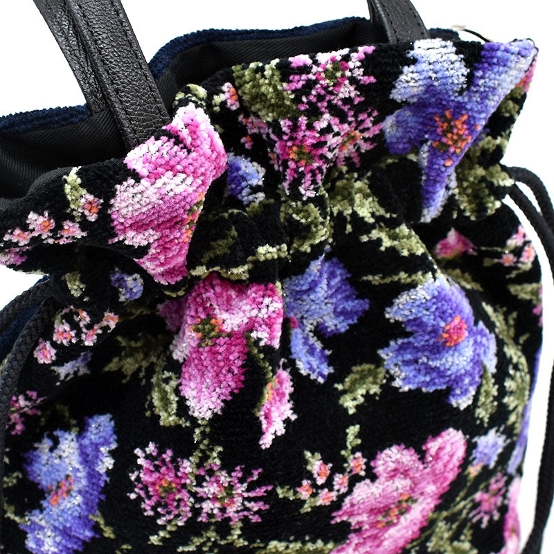 オーストリッチ チェリー ピンク ハンドバッグ シェニール織 花柄 - バッグ