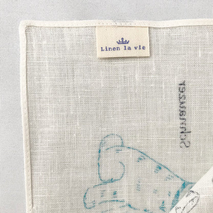 Linen la vie(リネン ラ・ヴィ)： シュナウザー柄 日本製 リネン100% ハンカチ